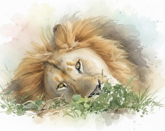 ライオンの攻撃、野生動物をテーマにしたアートプリント - Etsy 日本