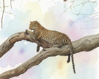 Lazy Leopard-aquarel