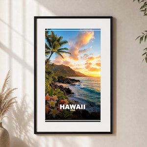 Poster delle spiagge delle Hawaii, decorazione murale per un paradiso tropicale, arredamento costiero ATR-0012