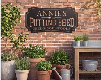 Panneau personnalisé pour abri de jardin, panneau de jardin suspendu en métal, décoration extérieure personnalisée, cadeau de jardin, plaque de jardin thermolaquée