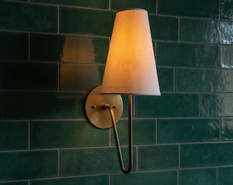 Aplique de pared de latón, lámpara de pared, aplique de tocador de baño, luces para el hogar, lámpara de pared, luz moderna de mediados de siglo, lámpara de pantalla, aplique para habitación