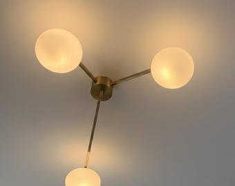 Lámpara de techo de latón italiano de mediados de siglo, lámpara empotrada para dormitorio, lámpara colgante empotrada, luces modernas para el hogar