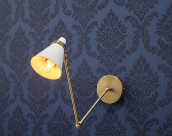 Lámpara de pared, apliques de pared de latón, lámpara de noche italiana de mediados de siglo con diseño de olivino y diábolo, lámpara de baño, apliques de pared, iluminación para dormitorio y pasillo.