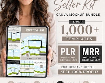 Paquete de maquetas de listados de Etsy Canva Kit de vendedor de Etsy Plantillas de productos digitales Paquete de maquetas de Canva Derechos de reventa MRR PLR