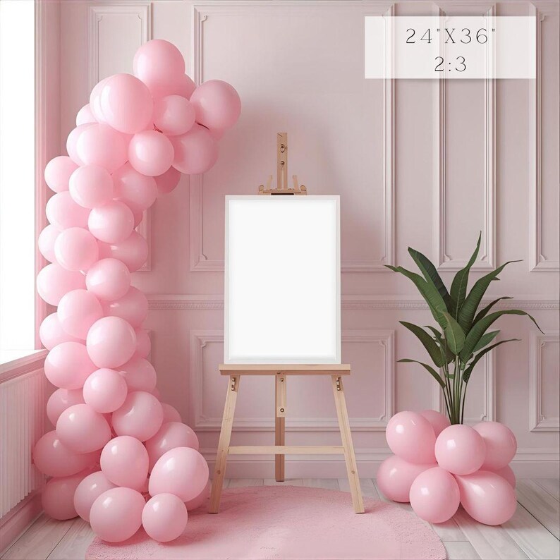 Pink poster and welcome sign mockups birthday party designs editable in canva blush aesthetic image 7