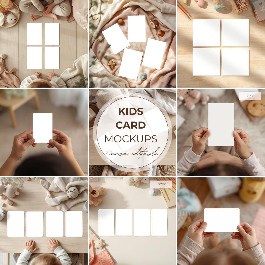 Kids Card Mockup Set 9 Mockups Children Affirmation Cards Educational ...