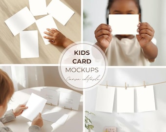 Kids Affirmation Cards Mockups Editable Canva Template Flashcards Positive Kids Cards Playful Learning Game Set 4 Mockups Digital Download
