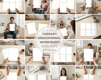 24 maquetas de hojas de trabajo y planificadores de terapia para Canva, editables, imprimibles, páginas de actividades para docentes de terapeutas infantiles, producto digital de asesoramiento.
