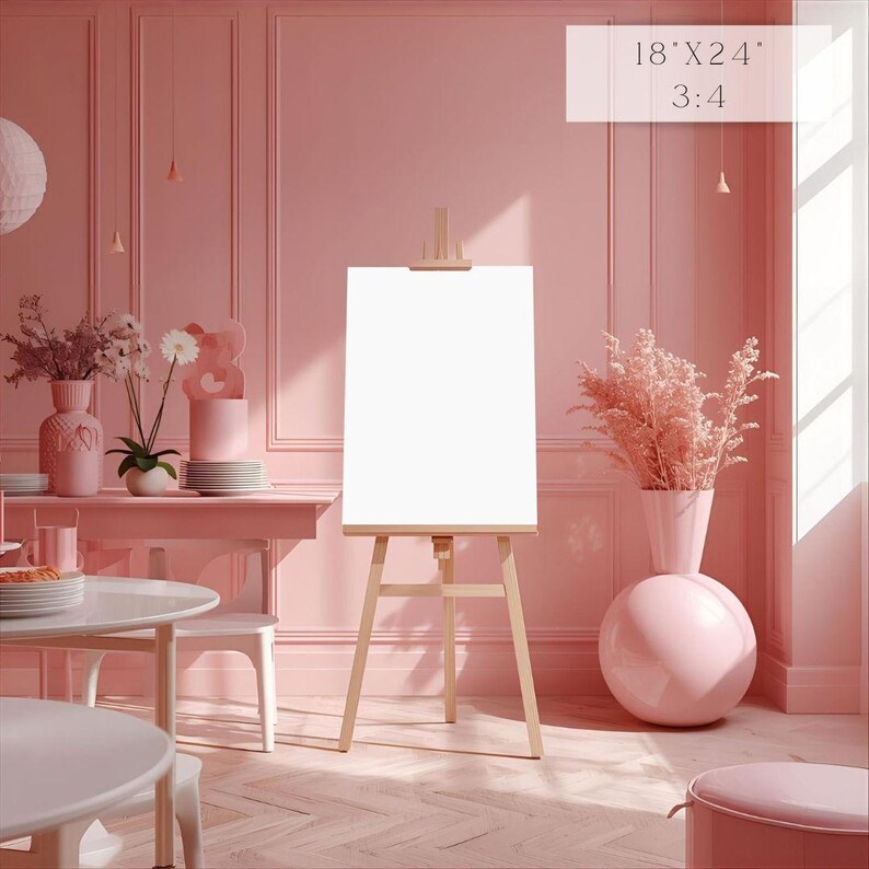 Pink poster and welcome sign mockups birthday party designs editable in canva blush aesthetic image 8