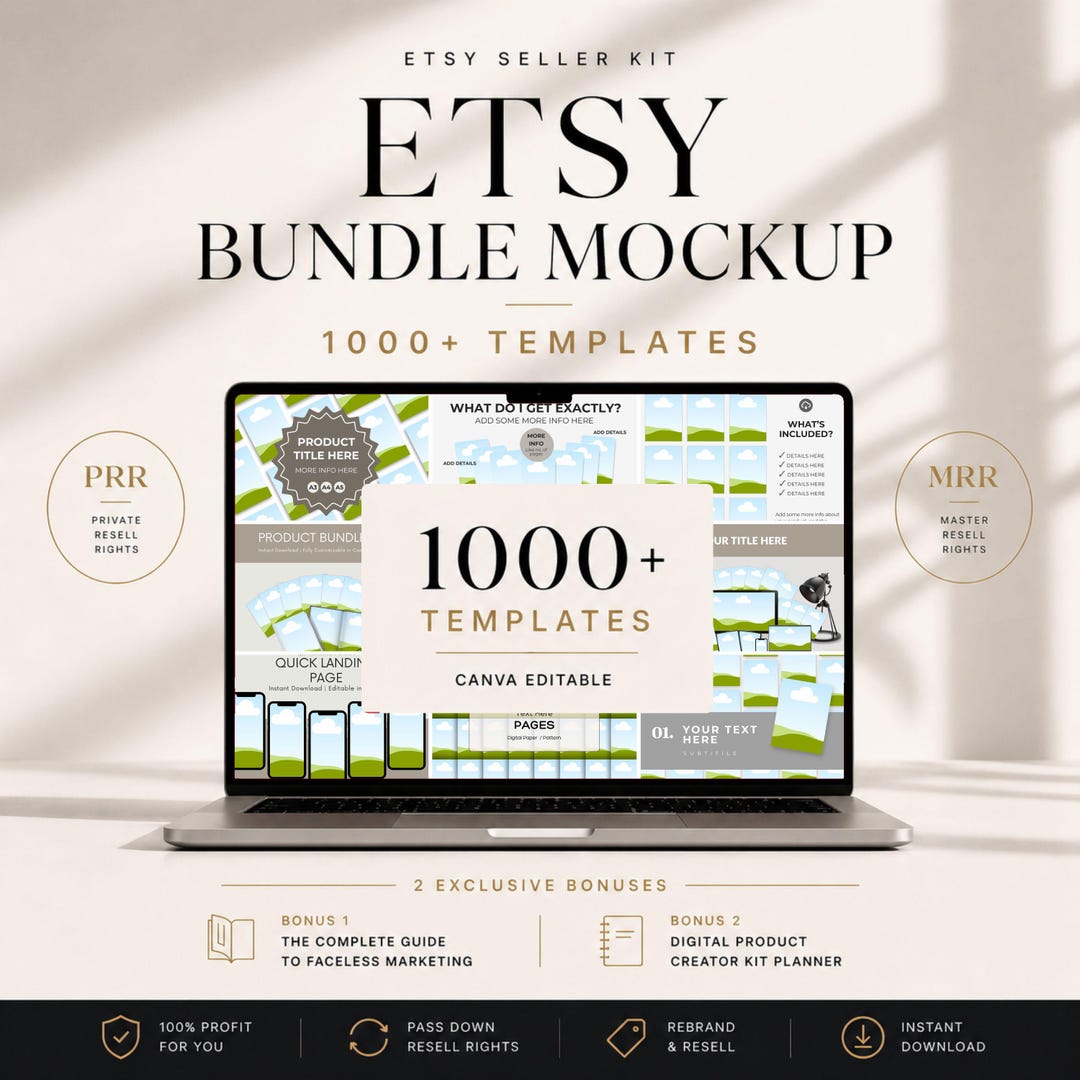 Etsy Listing Mockup Bundle 1000 Templates MRR Canva Editable Digital ...