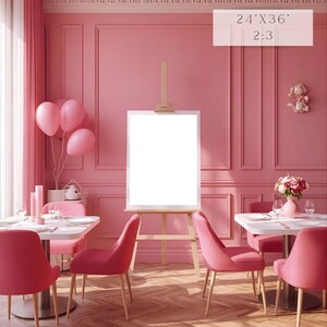 Pink poster and welcome sign mockups birthday party designs editable in canva blush aesthetic image 4