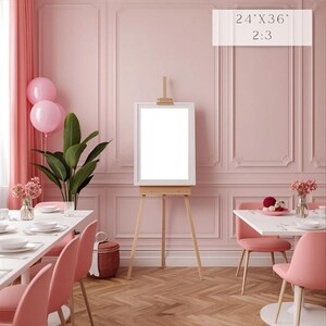 Pink poster and welcome sign mockups birthday party designs editable in canva blush aesthetic image 3