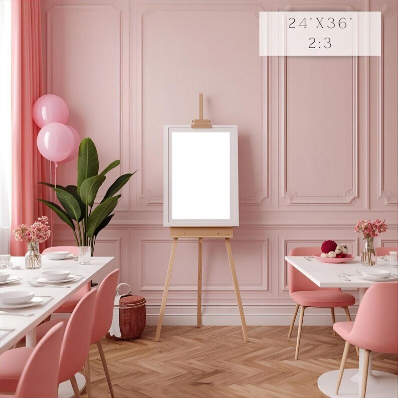 Pink poster and welcome sign mockups birthday party designs editable in canva blush aesthetic image 3