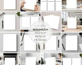 17 Maquetas de Currículum en Canva (Paquete EE. UU.) Plantillas de maquetas de CV profesionales para solicitudes de empleo, diseñadores y vendedores de Etsy