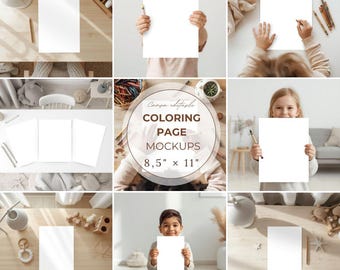 9 maquetas para colorear para niños con letras de EE. UU., hojas para colorear, hojas de actividades, maquetas digitales imprimibles compatibles con Canva.
