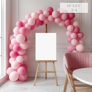 Pink poster and welcome sign mockups birthday party designs editable in canva blush aesthetic image 6
