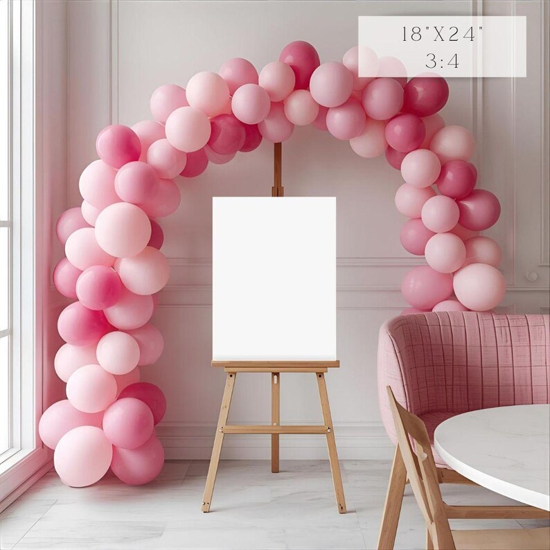 Pink poster and welcome sign mockups birthday party designs editable in canva blush aesthetic image 6
