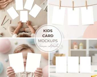 Maquetas de tarjetas de afirmación para niños, plantillas editables de Canva, tarjetas didácticas, tarjetas positivas para niños, juego de aprendizaje lúdico, 4 maquetas, descarga digital
