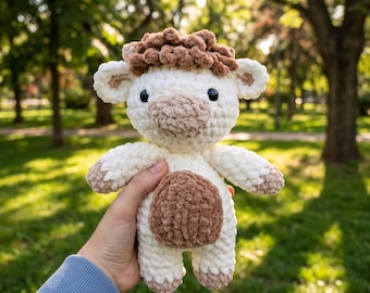 Scottish Cattle Amigurumi Pattern, Cute Cow Plushie DIY, Nursery Decor Crochet PDF, Soft Fluffy Animal Tutorial
