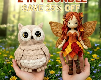 2-in-1 Amigurumi Crochet Pattern Bundle – Fairy Doll & Owl (PDF Tutorial)