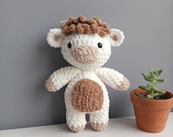 Highland Cow Crochet Pattern, Easy Amigurumi Tutorial, Fluffy Scottish Cow PDF Download, Step by Step Plush Toy Guide