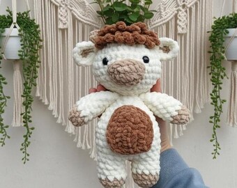 Tiny Crochet Cow Pattern, Miniature Amigurumi PDF, Quick Farm Animal Project, Fluffy Highland Cattle Stitched Guide