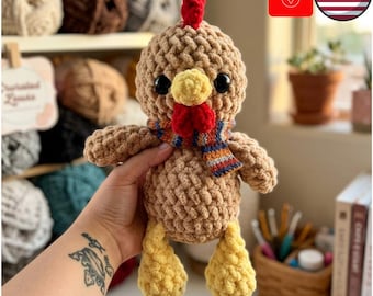 Amigurumi Chicken Crochet Pattern, Farm Animal Snuggler Toy (PDF Download)