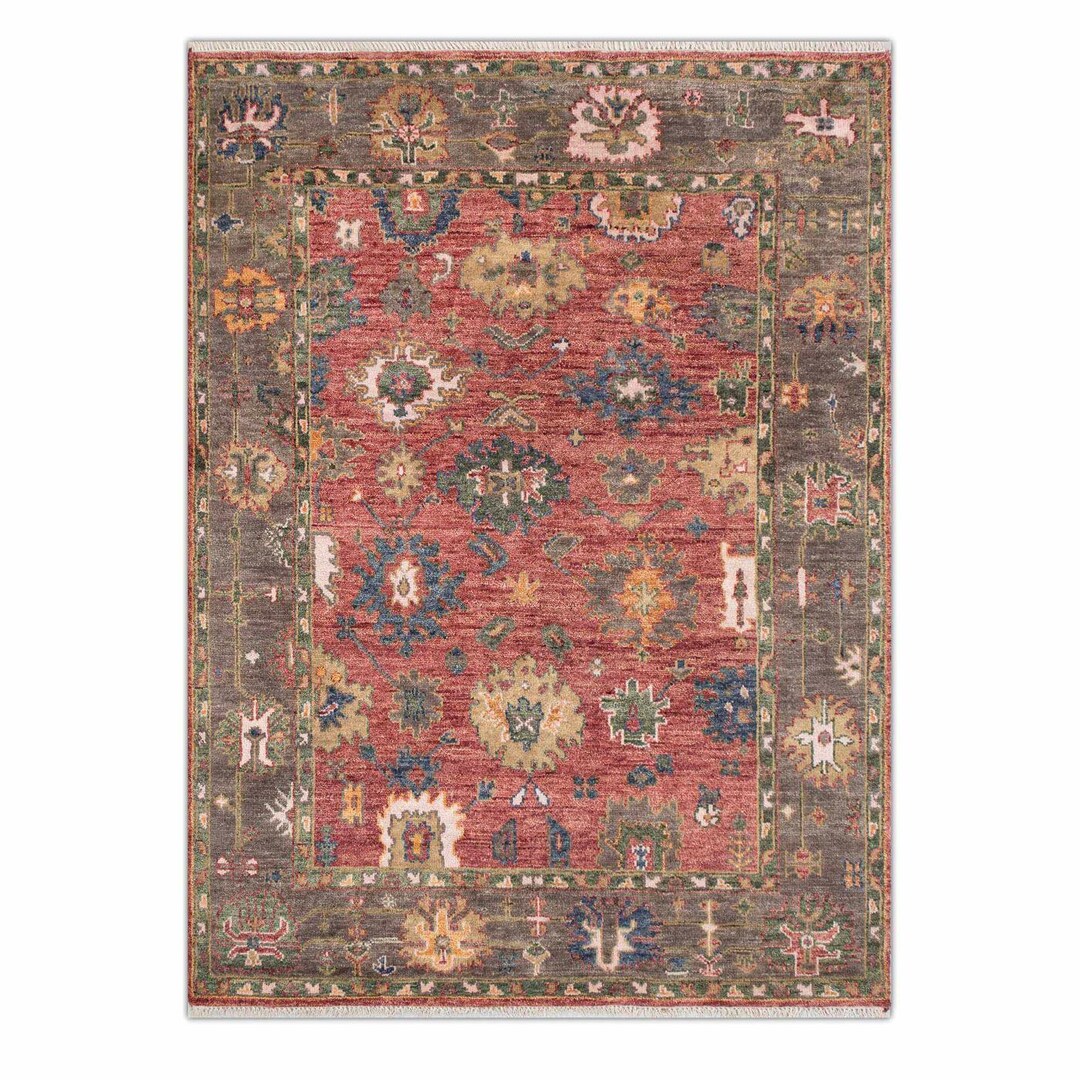 8x10 Red Wool Area Rug Handmade Modern Turkish Oushak Rug ...