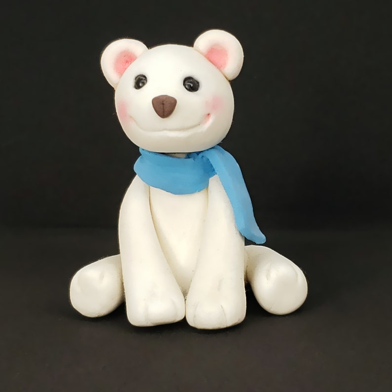 Winter Polar Bear Polymer Clay Figure image 0