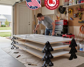 FlipRack 4-Pack System, Paint Doors & Cabinets Both Sides Instantly, Rotating Drying Stand, Stackable, DIY Painter Tool, 3D Printed in USA,