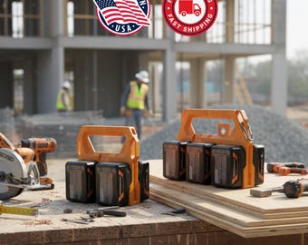 Power Tool Battery Organizer – Holds 4 or 6 Ridgid Batteries