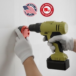 Colector de polvo universal para taladro, guía de broca ajustable, herramienta de bricolaje sin complicaciones, colector de yeso con mosquetón, fabricado en EE. UU., impreso en 3D.