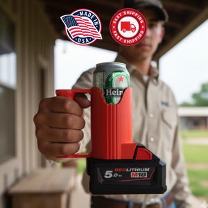 ToolFuel – Funny Power Tool-Inspired Drink Holder with Battery Attachment Base – 3D Printed
