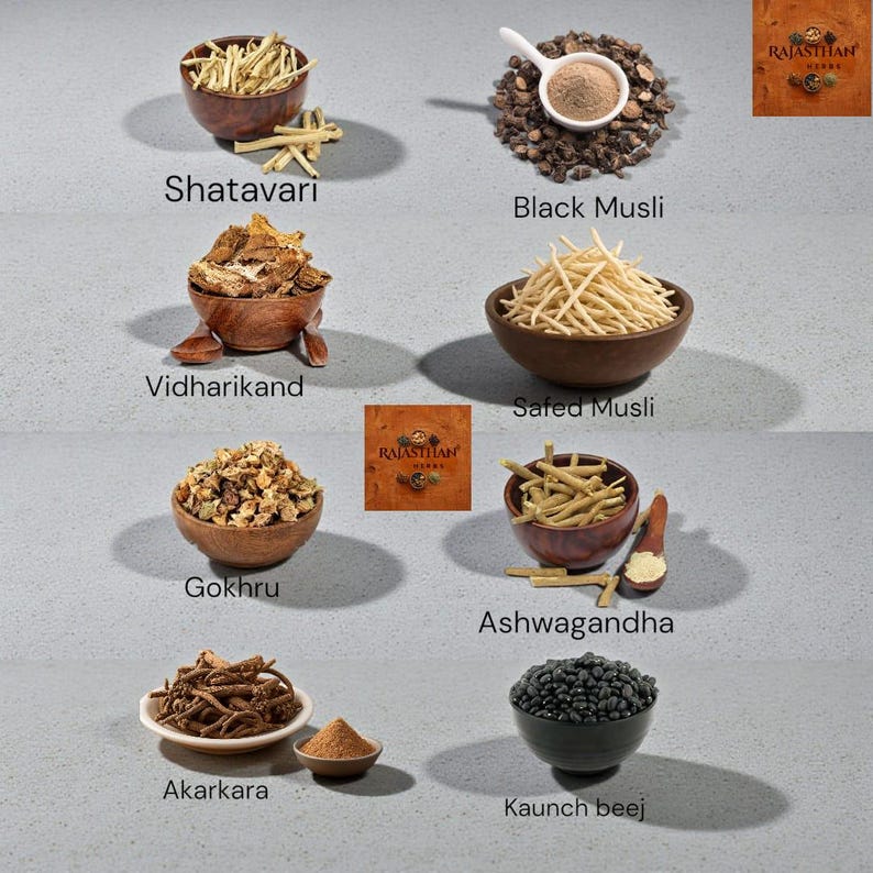 8 örter Combo Pack, Safed Musli, Shatavari, Kaunch Beej bild 2