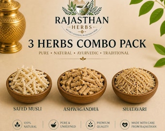 3 herb Combo Pack, Ashwagandha, Shatavari, Safed Musli