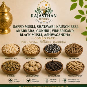 8 örter Combo Pack, Safed Musli, Shatavari, Kaunch Beej bild 1