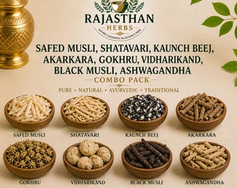 8 Herbs Combo Pack, Safed Musli, Shatavari, Kaunch Beej