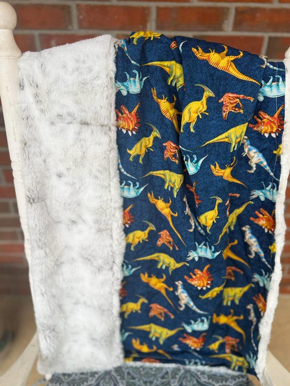 Dino Watercolor Minky Blanket