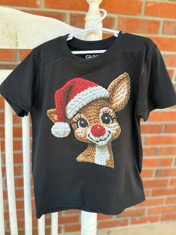 Christmas Reindeer T-Shirt (Size 6/7) - DTF Print