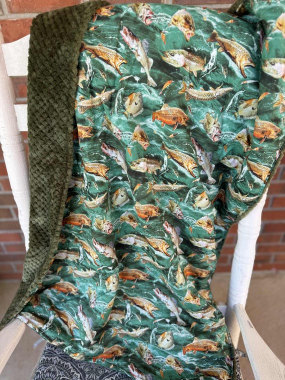 Fishing Waters Minky Blanket