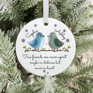 Heart Shaped Sea Glass Friendship Ornament, True Friends Never Apart 2D Flat Christmas Ornament, Timeless BFF Bestie Best Friend Couple Gift