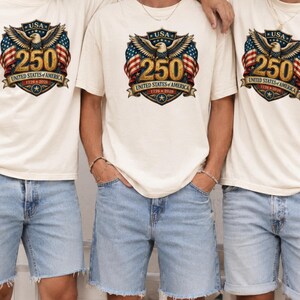 America 250th Men Shirt, 4th of July Group Shirts, USA Eagle Shield Tee, Comfort Colors Gift for Him