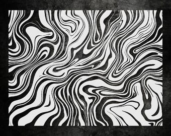 Wall Stencil: Fluid Lines Pattern - Reusable Mylar for DIY Walls