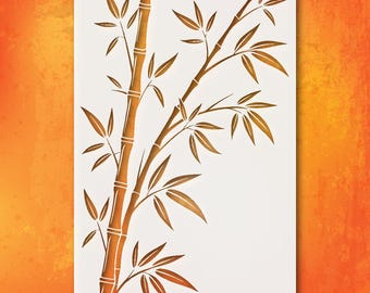 Plantilla de pared de bambú inspirada en la naturaleza (Mylar reutilizable, para hacer tú mismo)