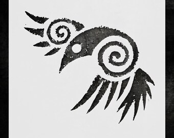 Stylized Bird Wall Stencil: Reusable Vintage Cottage Garden Design