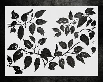 Leafy Branches Wall Stencil - Reusable Mylar for Home DIY Art