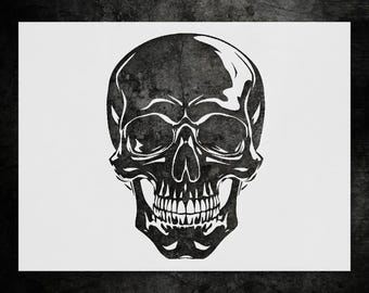 Skull Wall Stencil: Durable Mylar - Reusable Rustic Art Tool