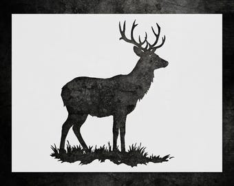 Deer Silhouette Wall Stencil: Reusable Mylar for Rustic Cabin Art