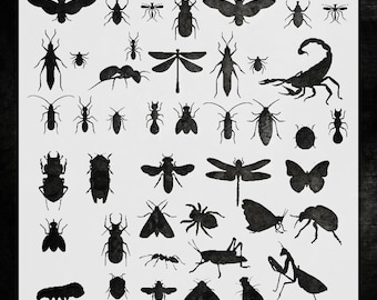 Insect Silhouette Wall Stencil: Reusable Mylar for Cottagecore Art