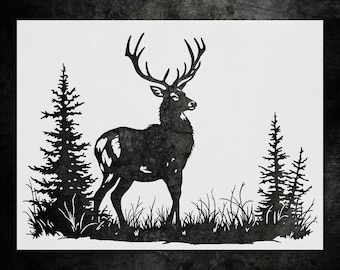 Wall Stencil: Deer in Profile with Antlers - Reusable Mylar for DIY